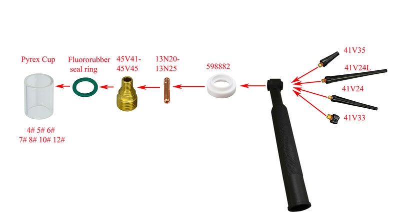 RIVERWELD TIG Collets 13N23 3/32" & 2.4mm Orifice Fit DB PTA SR WP 9 20 25 TIG Welding Torch Pack of 10 - Image 3